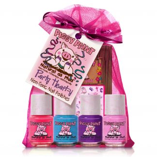 Piggy Paint | 100% Non-Toxic Girls Nail Polish | Safe, Cruelty-free, Vegan, & Low Odor for Kids | Party Hearty (4 Polish + Nail Art Gift Set)